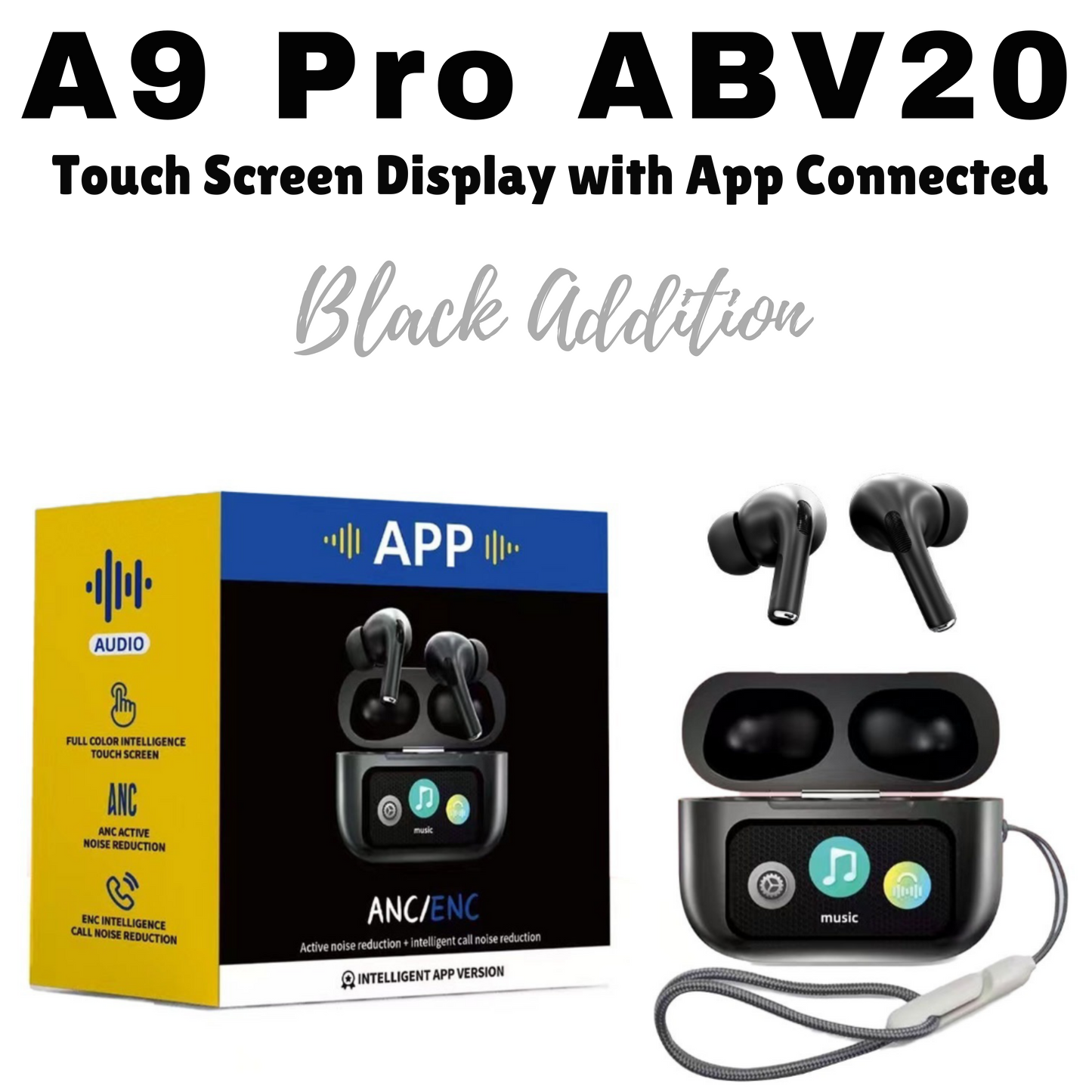 🎧A9 Pro Original | App Version | Wireless Touchscreen Earbuds | Premium Sound & Smart Control